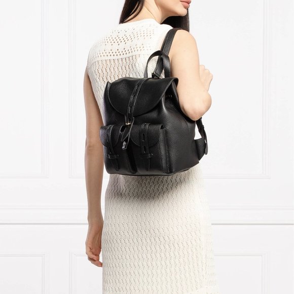 Furla NET MINI LEATHER BACKPACK in NERO (nwt)
